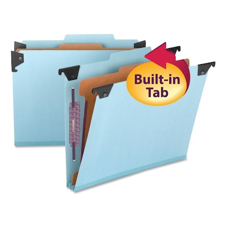 Made-To-Stick FasTab Hanging Pressboard Folder, Blue - Size Letter - 4 Section MA3742798